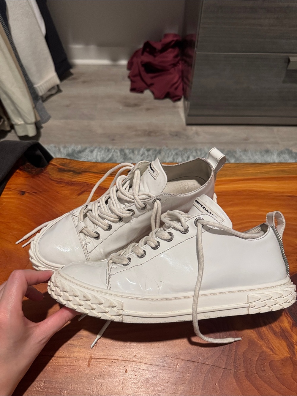 Giuseppe Zanotti White Patent Leather Men’s Sneakers